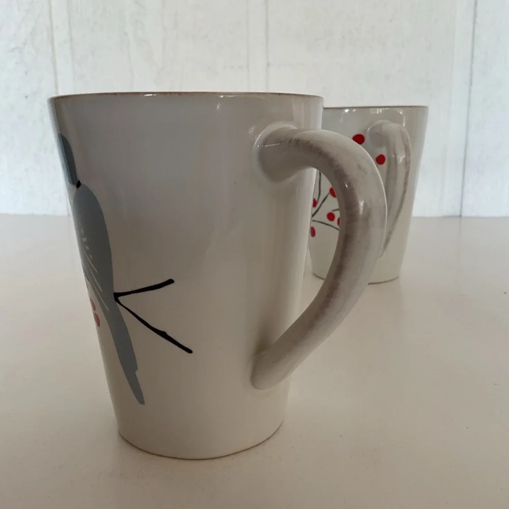 Crate & Barrel Marin Winter Birds Mug Set of three